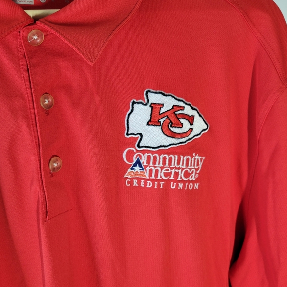 Nike Golf Dri-Fit Polo KC Chiefs/Community America Credit Union Size XL Red - Picture 3 of 6